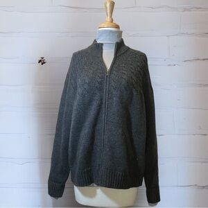 Gray Knitted Sweater Zipper Up by Karen Scott